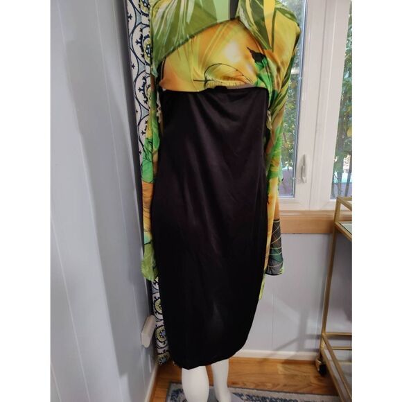 Signature by Robbie Bee Beaded Lined Sheer Tropical Tea Dress - Picture 4 of 7